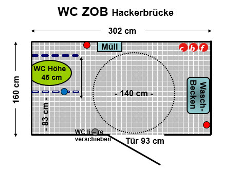 WC Zentraler Busbahnhof München ZOB Plan